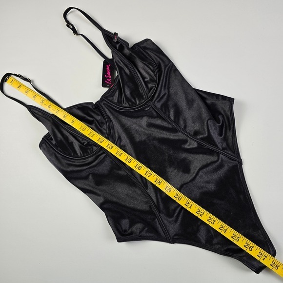 NWT La Senza Women's Satin Underwire Cutout Thong Bodysuit Teddy Black Large - Picture 10 of 14